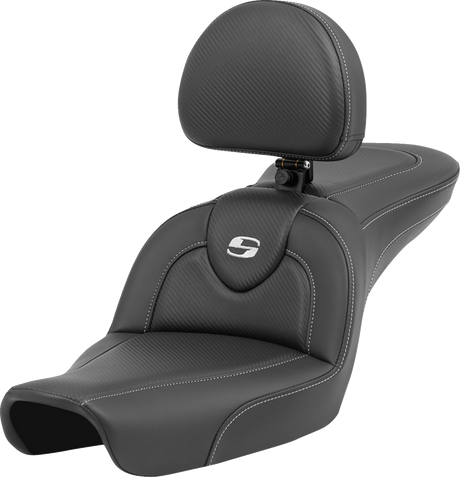SADDLEMEN Roadsofa* Carbon Fiber Seat - Carbon Fiber - with Backrest - FXD '96-'03 896-04-185BR