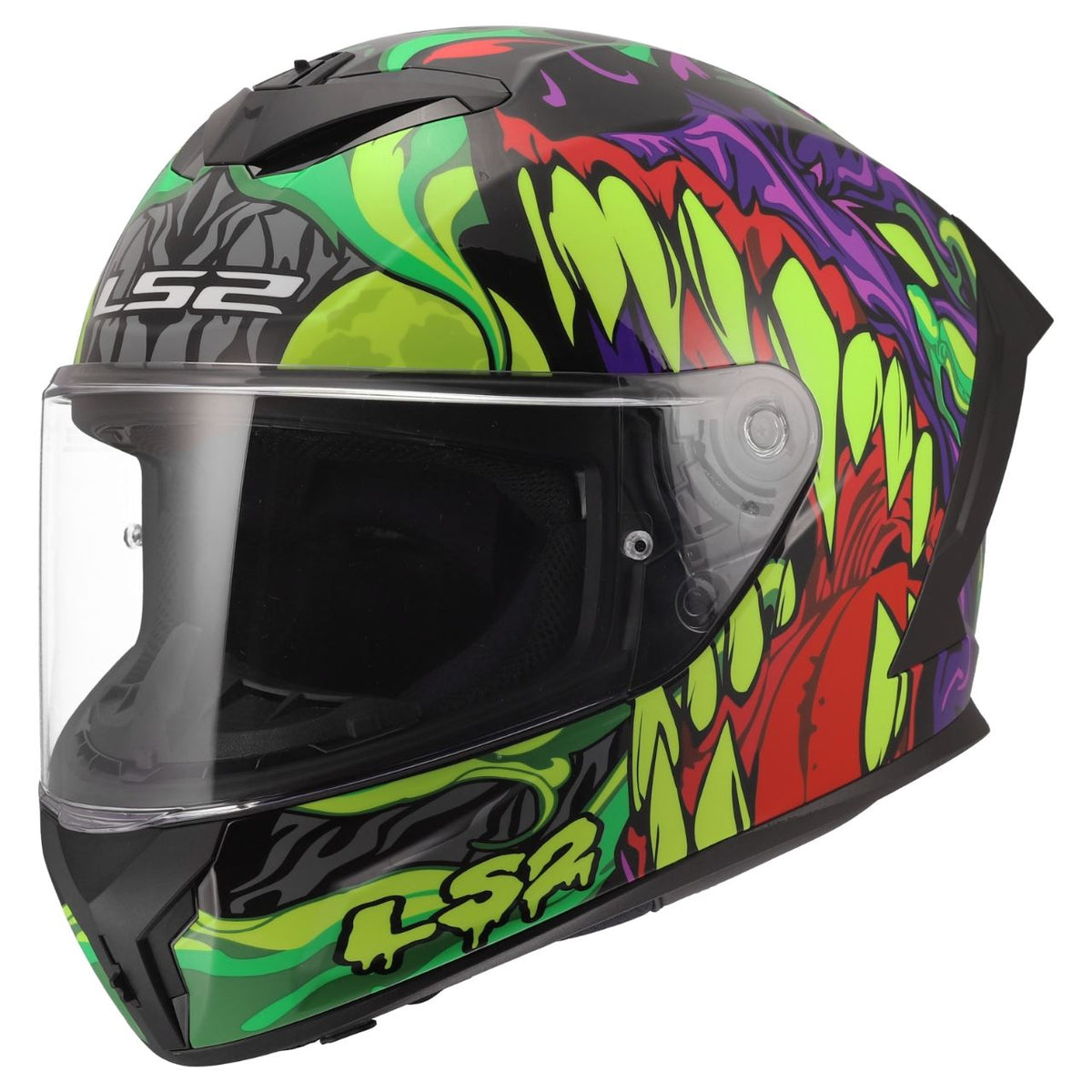 LS2 Rapid III Full Face Street Helmet | Lycant | Gloss Black/Green/Purple | XS–3XL | 820-1141