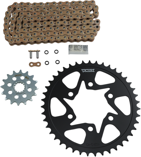 VORTEX CKG6387 Chain and Sprocket Kit - WSS - Gold - Kawasaki ZX-6R | Street