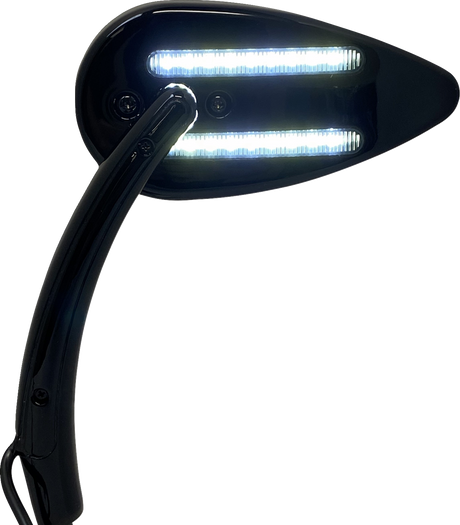 Custom Dynamics Mirror - Side View - with LED Turn Signal - Black CD-MIR-PLUG-B - Cycle City Outdoors