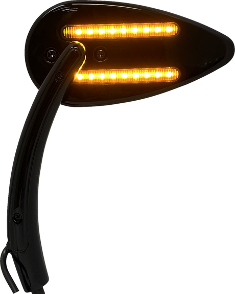 Custom Dynamics Mirror - Side View - with LED Turn Signal - Black CD-MIR-PLUG-B - Cycle City Outdoors
