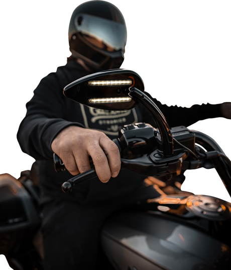 Custom Dynamics Mirror - Side View - with LED Turn Signal - Black CD-MIR-PLUG-B - Cycle City Outdoors