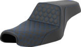 SADDLEMEN Step-Up Seat - Honeycomb - Blue Stitching - 3.3 Gal Tank - Sportster '04-'22 807-11-17701