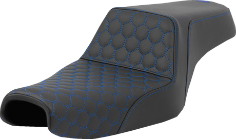 SADDLEMEN Step-Up Seat - Honeycomb - Blue Stitching - 3.3 Gal Tank - Sportster '04-'22 807-11-17701