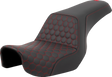 SADDLEMEN Step-Up Seat - Honeycomb - Red Stitching - Dyna '06-'17 806-04-17704
