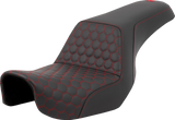 SADDLEMEN Step-Up Seat - Honeycomb - Red Stitching - Dyna '06-'17 806-04-17704