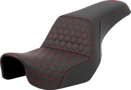 SADDLEMEN Step-Up Seat - Honeycomb - Red Stitching - Dyna '06-'17 806-04-17704