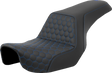 SADDLEMEN Step-Up Seat - Honeycomb - Blue Stitching - Dyna '06-'17 806-04-17701