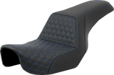 SADDLEMEN Step-Up Seat - Honeycomb - Blue Stitching - Dyna '06-'17 806-04-17701