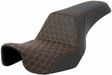 SADDLEMEN Step-Up Seat - Honeycomb - Orange Stitching - Dyna '06-'17 806-04-17703