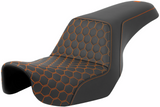 SADDLEMEN Step-Up Seat - Honeycomb - Orange Stitching - Dyna '06-'17 806-04-17703