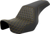 SADDLEMEN Step-Up Seat - Honeycomb - Gold Stitching - Dyna '06-'17 806-04-17707