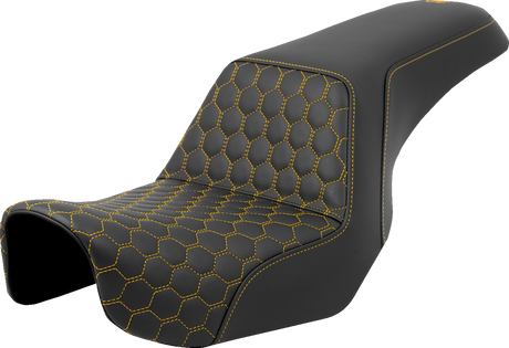 SADDLEMEN Step-Up Seat - Honeycomb - Gold Stitching - Dyna '06-'17 806-04-17707