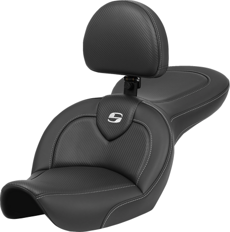 SADDLEMEN Roadsofa* Seat - with Backrest - Carbon Fiber - FXDWG '96-'23 896-05-185BR