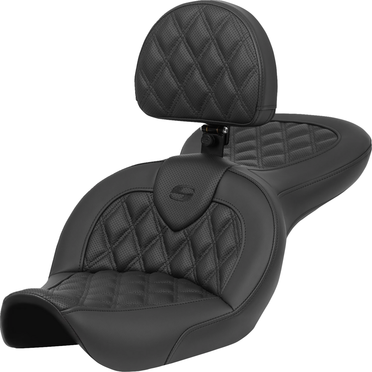 SADDLEMEN Roadsofa* Seat - with Backrest - Lattice Stitch - FXDWG '96-'23 896-05-182BR