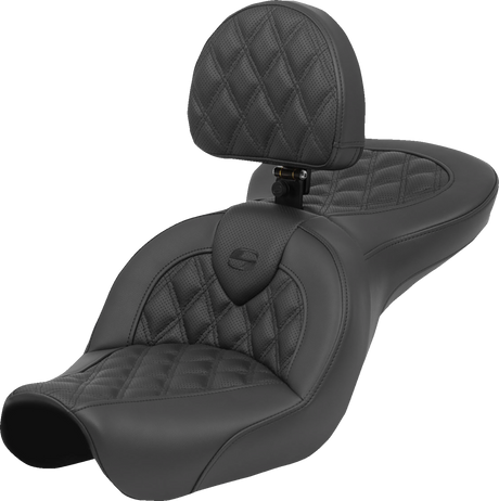 SADDLEMEN Roadsofa* Seat - Lattice Stitch - with Backrest - FXD '04-'05 804-04-182BR