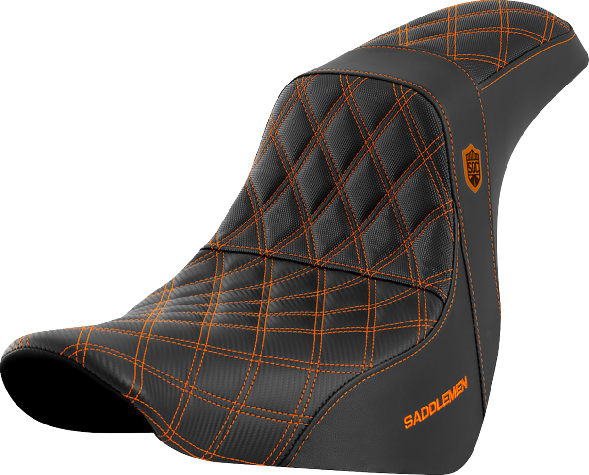 SADDLEMEN Pro Series SDC Performance Seat - w/o Backrest - Orange Stitch - FL/FX '18-'20 SC81829ORA