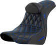 SADDLEMEN Pro Series SDC Performance Seat - w/ Backrest - Blue Stitch - FL/FX '18-'23 SC81829BLURT