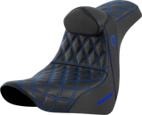 SADDLEMEN Pro Series SDC Performance Seat - w/ Backrest - Blue Stitch - FL/FX '18-'23 SC81829BLURT