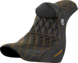 SADDLEMEN Pro Series SDC Performance Seat - w/ Backrest - Gold Stitch - FL/FX '18-'23 SC81829GOLRT