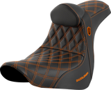 SADDLEMEN Pro Series SDC Performance Seat - w/ Backrest - Orange Stitch - FL/FX '18-'23 SC81829ORART