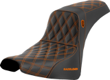 SADDLEMEN Pro Series SDC Performance Seat - w/o Backrest - Orange Stitch - FXBB/FXST '18-'23 SC81830ORA