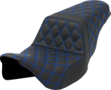 SADDLEMEN Step-Up Seat - Lattice Stitch - Blue Stitch - FLH/FLT '08-'23 A808-07B-175BLU