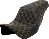 SADDLEMEN Step-Up Seat - Lattice Stitch - Gold Stitch - FLH/FLT '08-'23 A808-07B-175GOL