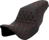 SADDLEMEN Step-Up Seat - Lattice Stitch - Red Stitch - FLH/FLT '08-'23 A808-07B-175RED