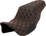 SADDLEMEN Step-Up Seat - Lattice Stitch - Orange Stitch - FLH/FLT '08-'23 A808-07B-175ORA