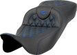SADDLEMEN Extended Reach Roadsofa* Seat - Lattice Stitch - Blue Stitch - without Backrest - FL '08-'24 808-07B-18401