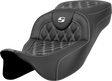 SADDLEMEN Extended Reach Roadsofa* Seat - Lattice Stitch - White Stitch - without Backrest - FL '08-'23 808-07B-18406