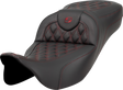 SADDLEMEN Extended Reach Roadsofa* Seat - Lattice Stitch - Burgundy Stitch - without Backrest - FL '08-'23 808-07B-18408