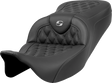 SADDLEMEN Roadsofa* Seat - Lattice Stitch - Dark Gray Stitch - without Backrest - FLH/FLT '08-'23 808-07B-18202