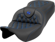 SADDLEMEN Roadsofa* Seat - Lattice Stitch - Blue Stitch - without Backrest - FLH/FLT '08-'23 808-07B-18201