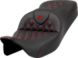 SADDLEMEN Roadsofa* Seat - Lattice Stitch - Red Stitch - without Backrest - FLH/FLT '08-'23 808-07B-18204