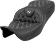 SADDLEMEN Roadsofa* Seat - Lattice Stitch - White Stitch - without Backrest - FLH/FLT '08-'23 808-07B-18206
