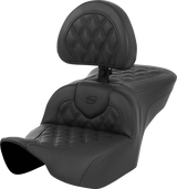SADDLEMEN Roadsofa* Seat - with Backrest - Lattice Stitch - Black - FL '23-'24 823-07-182BR