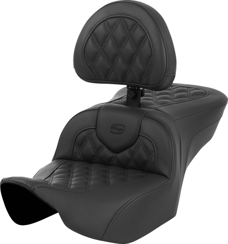 SADDLEMEN Roadsofa* Seat - with Backrest - Lattice Stitch - Black - FL '23-'24 823-07-182BR