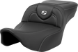 SADDLEMEN Roadsofa* Extended Reach Seat - Carbon Fiber - Silver Stitch/Silver Logo - no Backrest - FL '23-'24 823-07-186