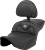 SADDLEMEN Roadsofa* Extended Reach Seat - Carbon Fiber - Silver Stitch/Silver Logo - w/ Backrest - FL '23-'24 823-07-186BR