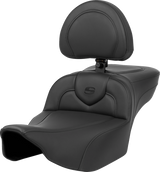 SADDLEMEN Roadsofa* Extended Reach Seat - Black Stitch - with Backrest - FL '23-'24 823-07-188BR