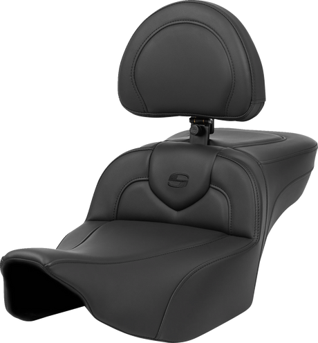 SADDLEMEN Roadsofa* Extended Reach Seat - Black Stitch - with Backrest - FL '23-'24 823-07-188BR