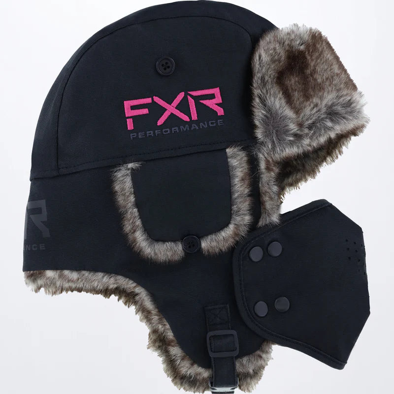 FXR - Trapper Hat Black/Elec Pink