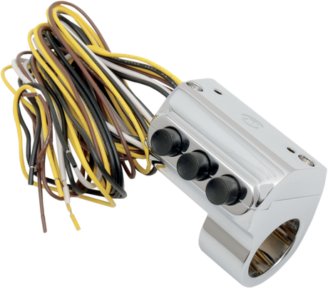 PERFORMANCE MACHINE (PM) Contour Billet Handlebar Switch - Left Side - Three Button - Cable Clutch - Chrome 0062-2035-CH