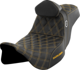 SADDLEMEN Pro Series SDC Performance Seat with Backrest - Gold Stitch - FLH/FLT '08-'23 SC80807GOLRT