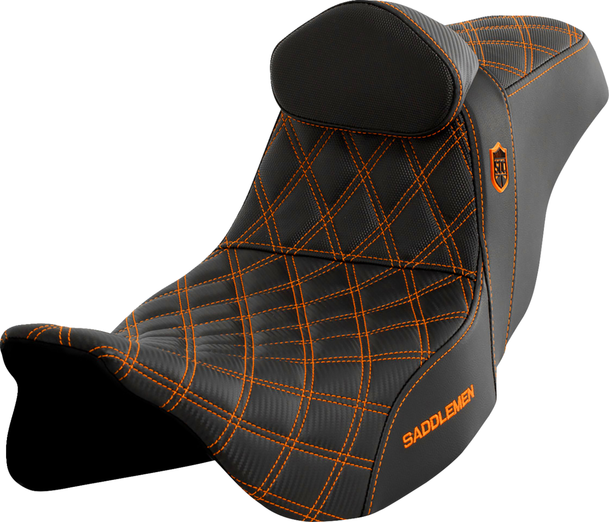 SADDLEMEN Pro Series SDC Performance Seat with Backrest - Orange Stitch - FLH/FLT '08-'23 SC80807ORART