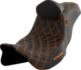 SADDLEMEN Pro Series SDC Performance Seat with Backrest - Orange Stitch - FLH/FLT '08-'23 SC80807ORART