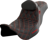Saddlemen Pro Series SDC Performance Seat with Backrest - Red Stitch - FLH/FLT '08-'23 SC80807REDRT