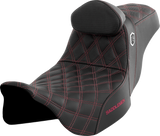 SADDLEMEN Pro Series SDC Performance Seat with Backrest - Wine Berry Stitch - FLH/FLT '08-'23 SC80807WINRT